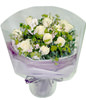 12 White Roses, Bupleurum, Stock & Greens