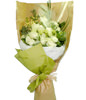 12 White Roses, Stock & Greens