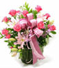 18 pink roses, 2 pink perfume lilies
