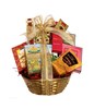 Snack basket with cookies, nuts, almonds, chips, truffles, candies, chocolate and more