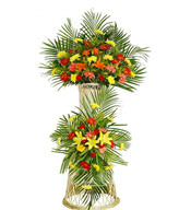 Lilies,Daisies,Green Leaves,Two-tier basket,The most popular openning basket in China