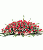 Table Basket-99 Red Roses,30 pink gladiolus,open-herding