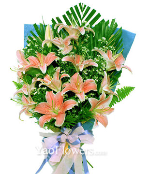8 pink lilies