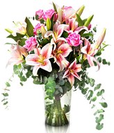 Fresh Happiness: roses and lilies