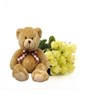 Bouquet of Dozen White Roses and a Bear