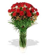 30 Red roses and a Glass Vase
