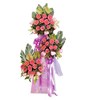 Standing arrangement of mix pink gerberas, anthurium & ribbon