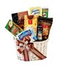 A basket of chocolates, cookies, choco chips & snack