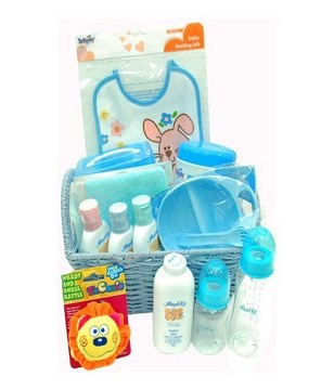 Baby Feeding Bib, Travel Set, Handkerchief, Baby Wipes, Feeding Set, Wrist and Ankle Rattle & Milk Bottle