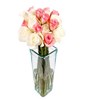 Dozen Pink & White Roses in Vase