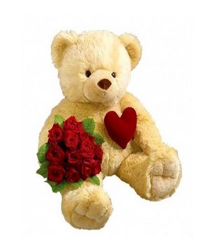 Bouquet of roses with Teddy Bear.
