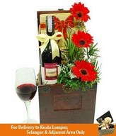 Red Wine, Wine Glass with Flowers in a Treasure Chest