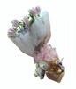 Soft Pink Tulips with Statice and 2 bears