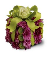European gift box decorated with purple gerberas