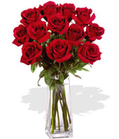 12 Red Roses With a Vase
