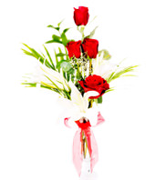 Red Roses & Lilies In White 