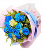 12 Stalks of Blue Roses with Eustomas