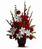 Arrangement of Gladioli, Carnations with White Asiatic Lilies and more