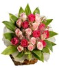 24 Dark pink and light pink roses hand bouquet