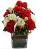 Big red flower carnations . Dragon fruit , Vase Included, To mom