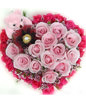 18 red roses,12 pink rose,hearted-shape