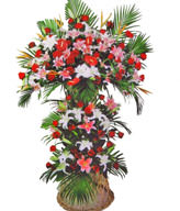 White Lilies,Pink Lilies,Red Roses,Anthura,Green Leaves,Deluxe  Package