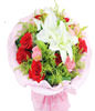 9 Red roses,9 Pink Carnations,1 white lily