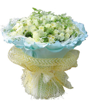 99white Roses with green foliages