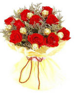 11 red roses with 9 chocolates 