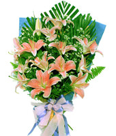 8 pink lilies