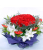33 Red roses,5 white lilium