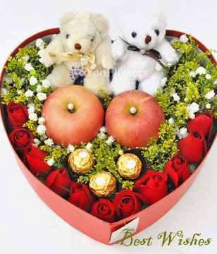 Ping Ping An An Gifts box (Best Wishes):Roses,Cholocate,Apples