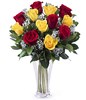 Pretty Lady: 6 red roses and 6 yellow roses