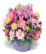 Mixed Flowers In A Basket