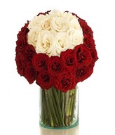 3 Dozen of White and Red Roses in a Vase