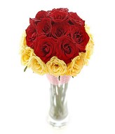 20 Stems of Red and Yellow Roses in a Vase