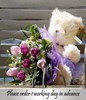 Hand Bouquet Of Purple And Pink Tulips with Teddy Bear