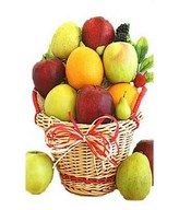 A freshness fruit basket with apples, oranges and pears