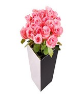 24 Pink Roses in Vase