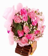 Pink Carnations With filler in Hand Bouquet.