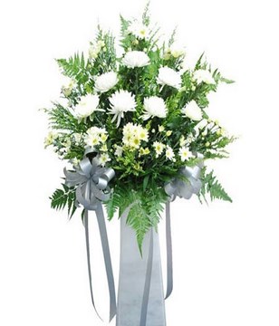 Arrangement of White Chrysanthemum and White Chrysan Pom-poms
