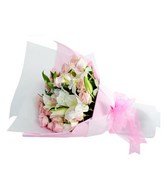 Bouquet of Soft pink roses and white lily