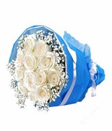 12 white roses in bouquet