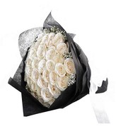 36 White Roses in Bouquet
