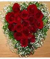 Red Roses arranged in heart shape