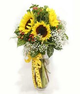 5 Sunflower with Glass Vase