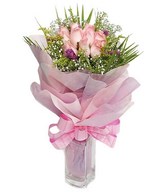 12 Pink Roses Hand bouquet