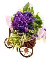 12 Purple Roses (Dyed) Hand Bouquet With Fillers