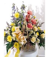 Roses, Chrysanthemums, Carnations in Basket
