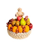Fresh Fruit Basket with Cute Bear